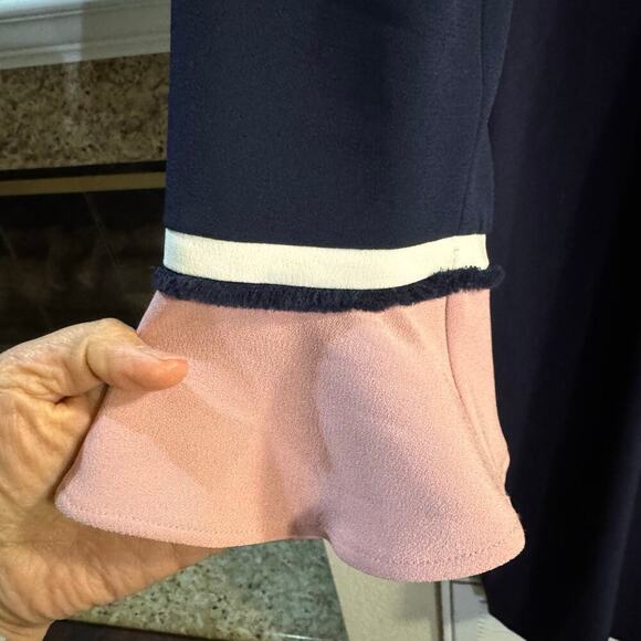 THE FOLD London Rosnaree Sheath Dress Blue Pink Size 14 Officewear Office Siren - Picture 7 of 10